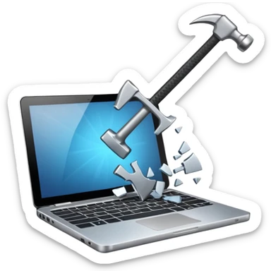 Hit laptop with hammer sticker