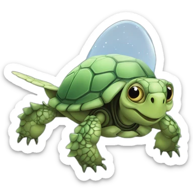 Tortue robot Emanuel Macron avec des ailes de fée sticker