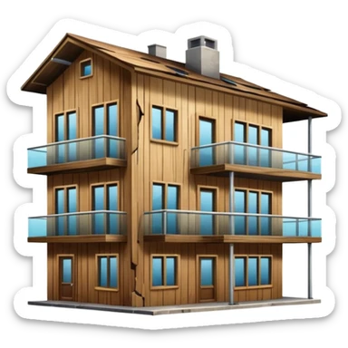 cheap poor house in between luxury apartament buildings sticker