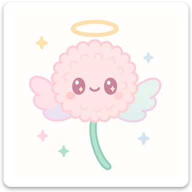 a dandelion with a halo and wings sticker