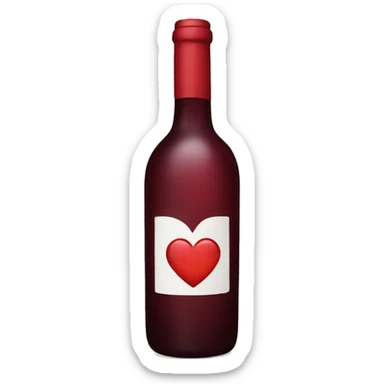 wine bottle with heart sticker