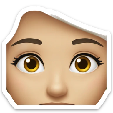 Create an emoji of a beautiful girl's face with large, expressive eyes and well-defined, arched eyebrows. Both eyes and eyebrows should look symmetrical and attractive. sticker