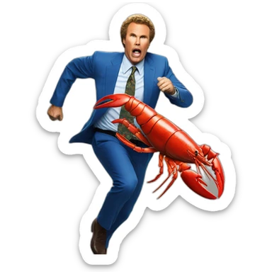 Will Ferrell being chased by a lobster sticker