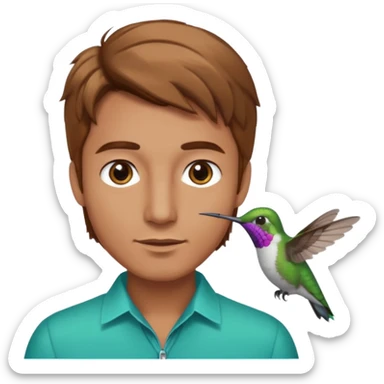 Light brown hair with grey eyes Man with hummingbird  sticker