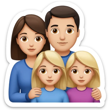 Familia de 4 personas : Hombre gordito pelo oscuro, Mujer pelo cafe, hija 1 pelo mono , hija 2 pelo oscuro. sticker