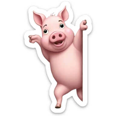A pig climbing sticker