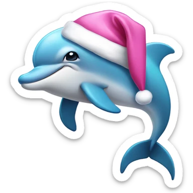 Dolphin wearing a pink dress and a Santa hat  sticker