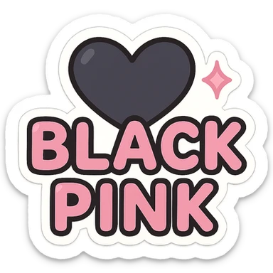 BLACKPINK-inspired object, black and pink colors, cute and collectible sticker look sticker