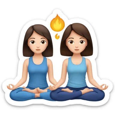 two brunetts meditating and breathing sticker
