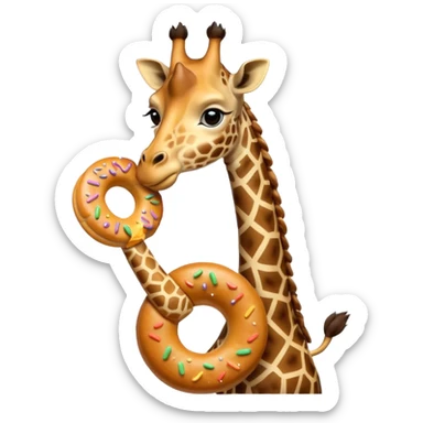 giraffe holding bagel sticker