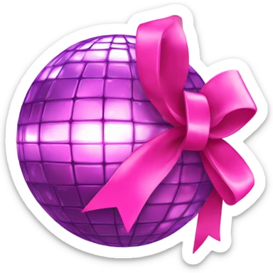 Disco ball with pink bow sticker