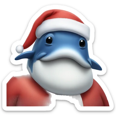 Whale dressed like Santa sticker