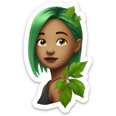 Girl with a green leaves tattoo on a shoulder  sticker