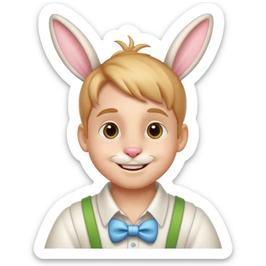 Boy dressed up as a real happy bunny sticker