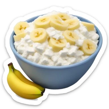 Cottage cheese in a bowl with banana slices as a topping sticker