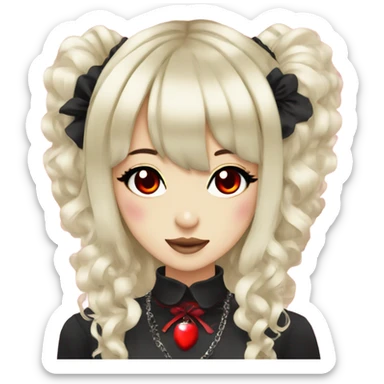hime gyaru girl, black hair, goth, red eyes sticker