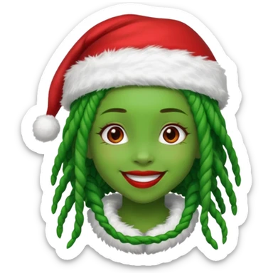 Girl style grinch with locs sticker