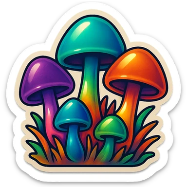 alien mushrooms, mushroom patches sticker