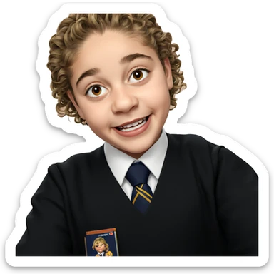 smiling boy in school uniform sticker
