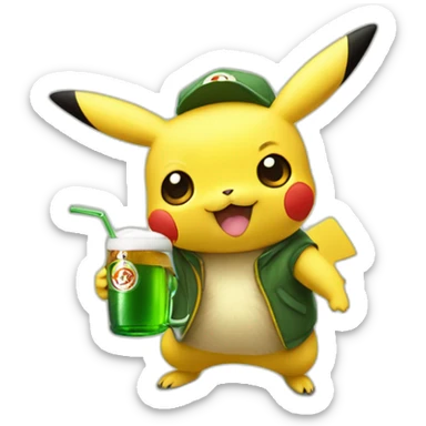 Pikachu holding Pilsner Urquell sticker