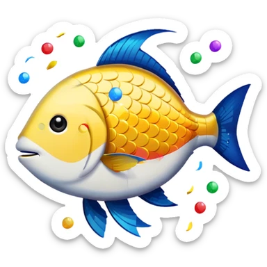 white colored pixel fish cute confetti  sticker