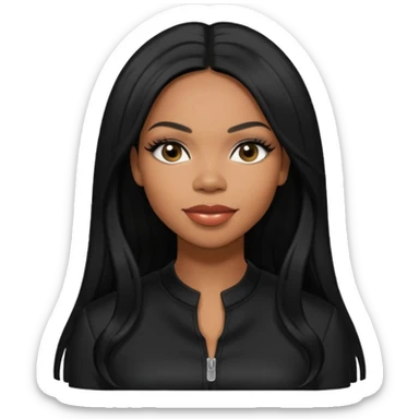 Tenitra Michelle Williams, R&B Singer (b.1979) from Destiny's Child with long jet black hair, medium dark skin, black outfit sticker