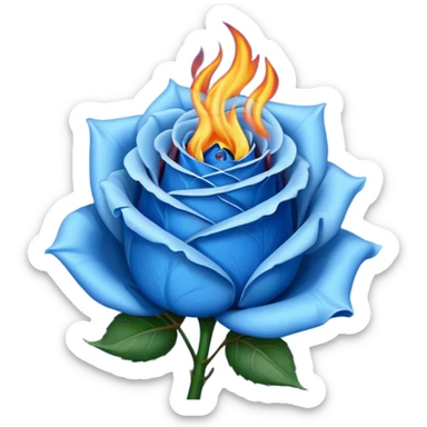 Blue rose in flame sticker