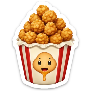 Popcorn chicken with sriracha mayonnaise drizzled on top sticker