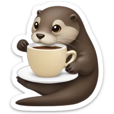 Otter drinking coffee sticker