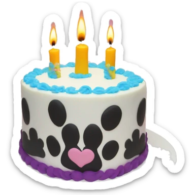 Paw print birthday cake with candle sticker