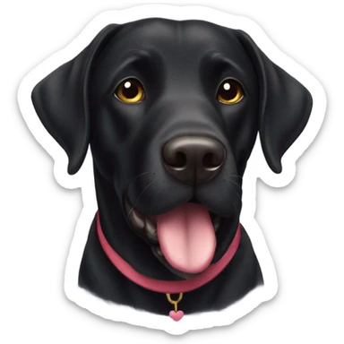 Black labrador with heart eyes sticker