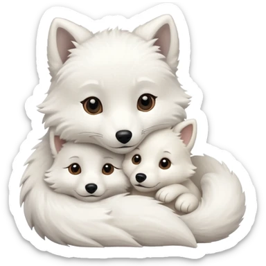 Arctic fox and white dog hugging  sticker