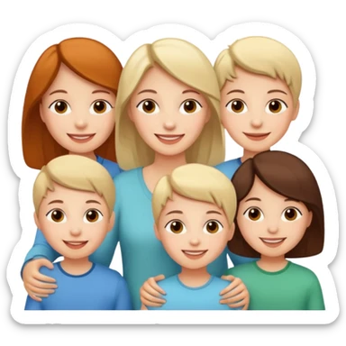 woman with 5 children sticker
