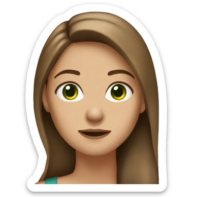 Italian young woman green eyes long brown hair sticker