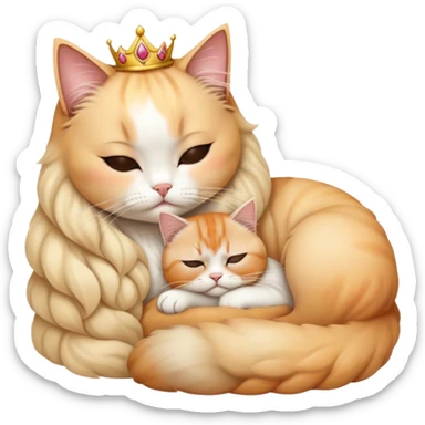 princess Peaches sleeping curled up to a Persian cat  sticker