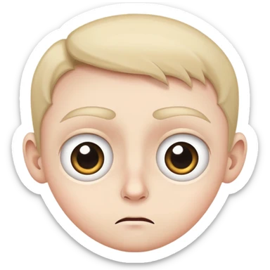 cautious face with wide eyes, slightly raised eyebrows, small frown sticker