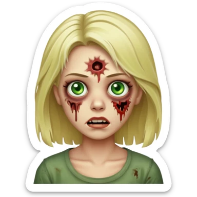 a blonde zombie with medium hair  sticker