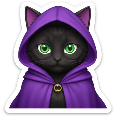 wblack cat in purple cloak sticker