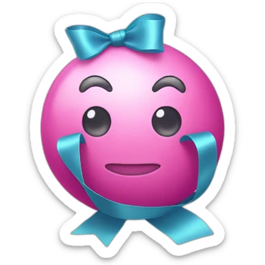 pink ball character with big ribbon sticker