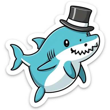 Shark with a top hat sticker