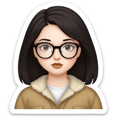 pretty baddie, pretty makeup, pale skin, aesthetic country, bigger girl with glasses with brown black hair sticker