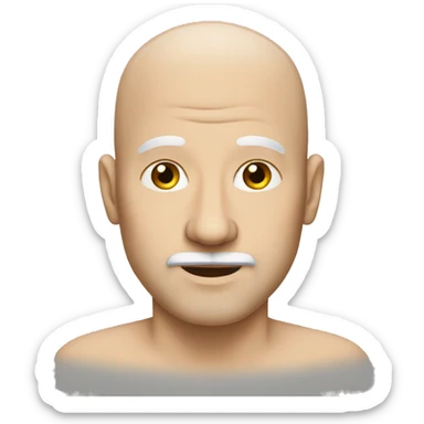 a bald man, white, with a very little bit of beard and moustache. sticker
