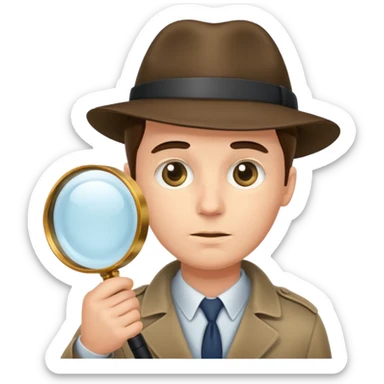 a detective leaning and looking at something with magnifying glass sticker