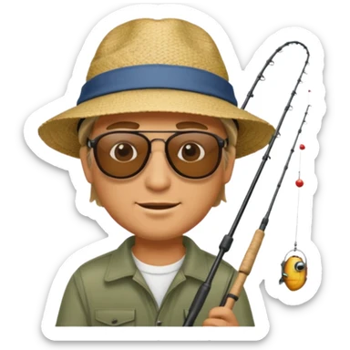 a man holding a fishing rod sticker