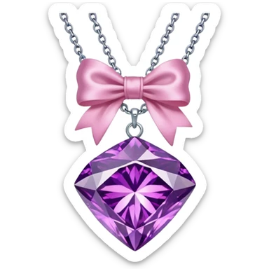 purple diamond necklace with a pink bow sticker