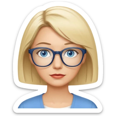 white woman blue eyes glasses middle aged blonde bob sticker