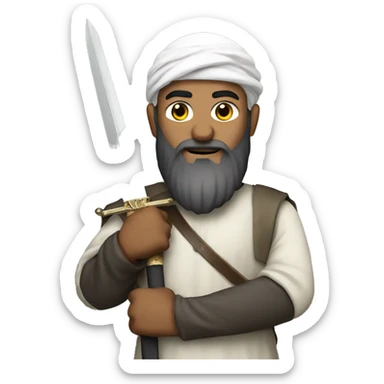 A Muslim leader with a beard and a sword  sticker