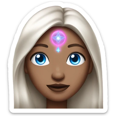 magical diva with thin pink andromedan skin long hair and blue eyes glowing third eye sticker