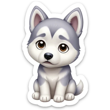 sad husky puppy sticker