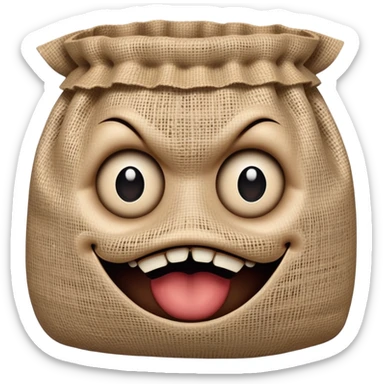creepy burlap sack face with stitched mouth and dark hollow eyes sticker